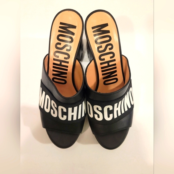 Moschino open toe platform mule pumps, size IT36, black, US 4.5 - Picture 3 of 14